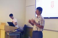Prof Thomas Au (right) and Mr Erwin Chan (left) introduce features of CW Chu College